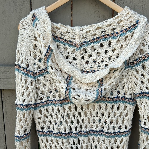 Free People Crochet Cardigan Duster Sweater Bohemian Cottagecore Spring Hippie S - Picture 8 of 8